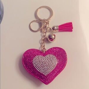 Pink Heart Keychain with Gold Accents new.